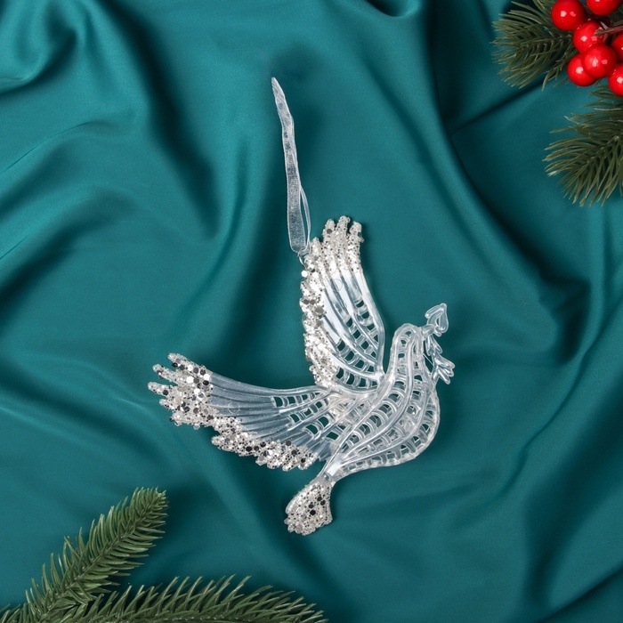 Украшение ёлочное "Волшебный голубь " 11х2 см, прозрачный