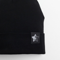 Шапка двухслойная детская, цвет чёрный/звезда, размер 54-56 Шапка двухслойная детская, цвет чёрный/звезда, размер 54-56