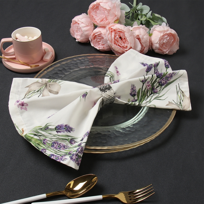 Набор салфеток с декорат. кольцами Этель Lavender 40х40 см - 2 шт, 100% хл, саржа Набор салфеток с декорат. кольцами Этель Lavender 40х40 см - 2 шт, 100% хл, саржа