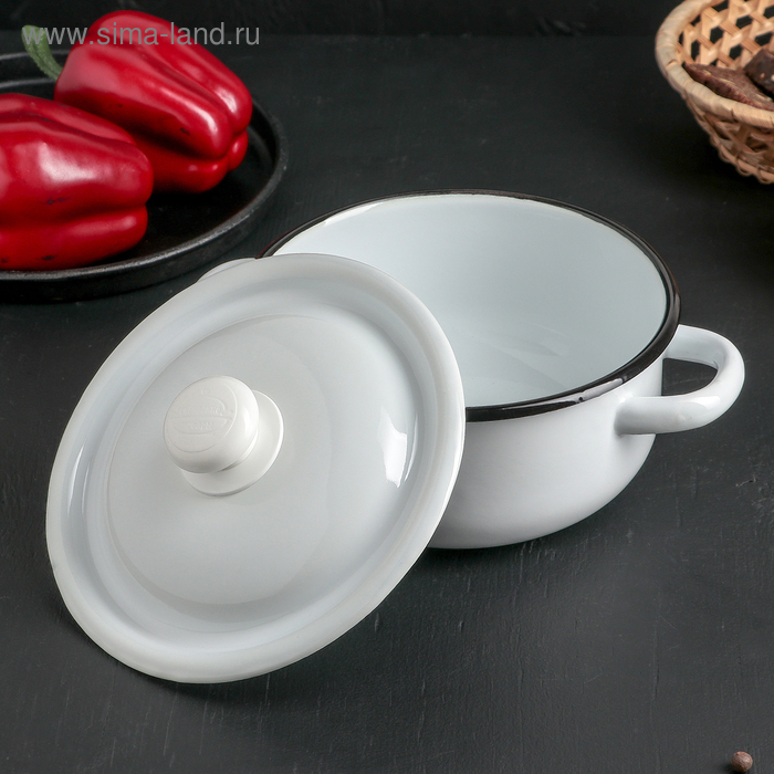 Кастрюля эмалированная, 1,5 л, цвет белый Кастрюля эмалированная, 1,5 л, цвет белый