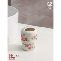 Набор аксессуаров для ванной комнаты &laquo;Розовые розы&raquo;, 4 предмета (дозатор 300 мл, мыльница, 2 стакана), цвет белый