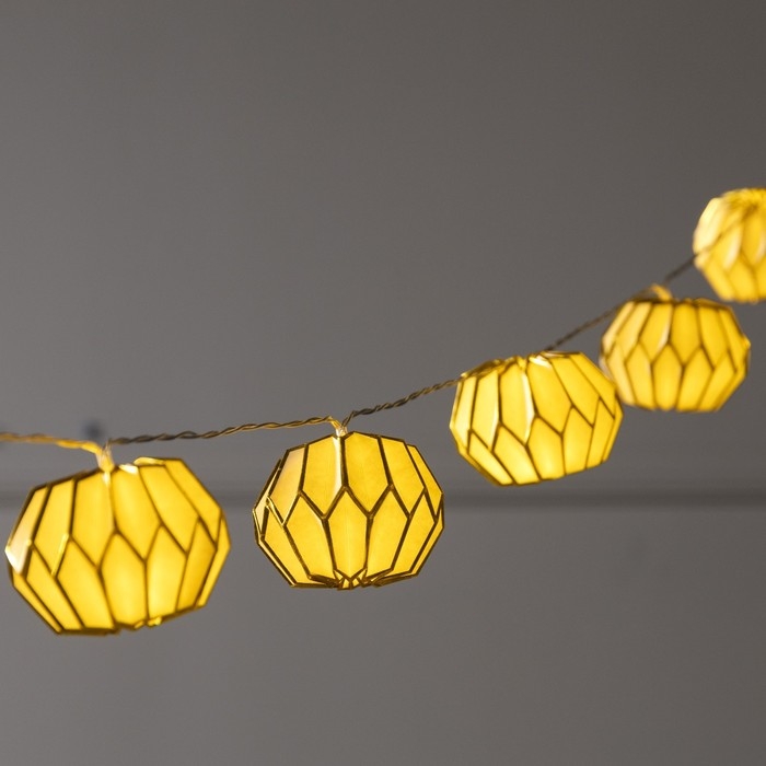 Гирлянда &laquo;Нить&raquo; 2 м с насадками &laquo;Белый фонарик&raquo;, IP20, прозрачная нить, 10 LED, батарейки AAх2 (в комплекте), свечение тёплое белое