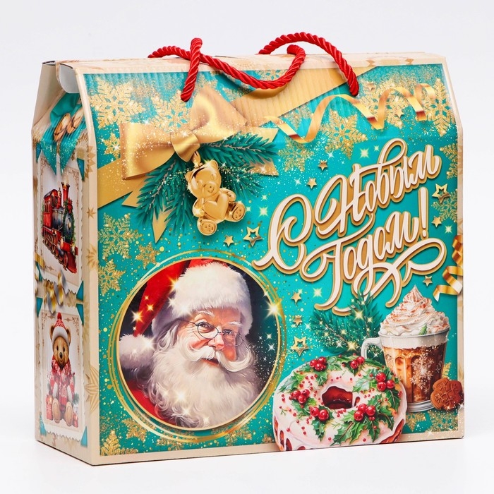 Новый год. Подарочная коробка новогодняя Вкус Детства 23 х 10 х 22 см.