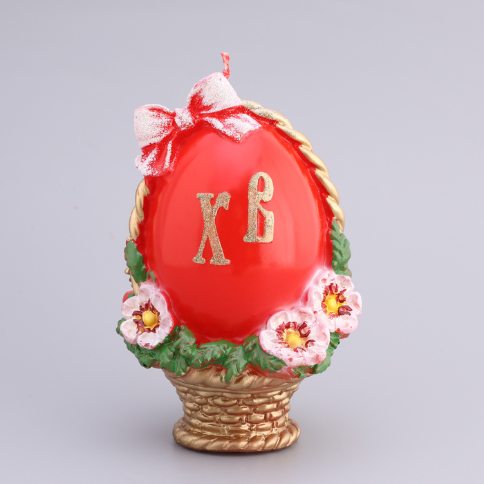Свеча фигурная большая "Пасхальное яйцо в корзинке", 9,5х14,5 см, 220 гр
