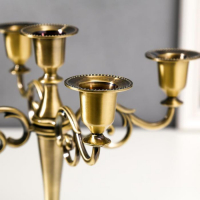 Подсвечник металл на 5 свечей "Лаконичность" цвет латуни 26,5х27,5х10 см Подсвечник металл на 5 свечей "Лаконичность" цвет латуни 26,5х27,5х10 см