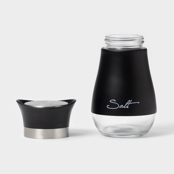 Солонка стеклянная &laquo;Сияние&raquo;, 5,5&times;5&times;11 см, цвет чёрный