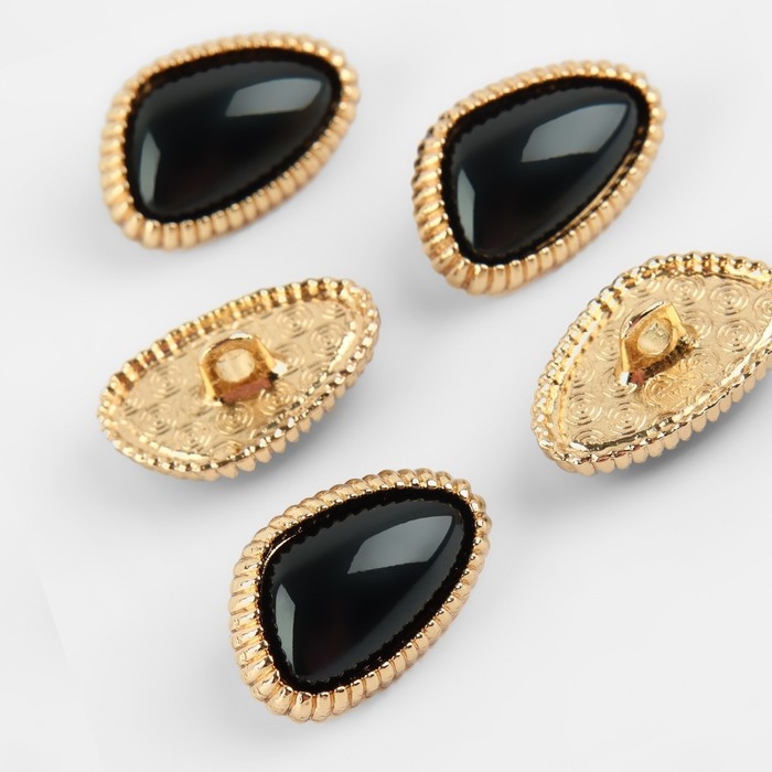 Набор металлических пуговиц на ножке, 21,5 мм, 5 шт, цвет тёмно-зелёный/золотой Набор металлических пуговиц на ножке, 21,5 мм, 5 шт, цвет тёмно-зелёный/золотой