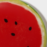 Тарелка стеклянная Доляна &laquo;Сладкий арбуз&raquo;, d=20 см, цвет красный