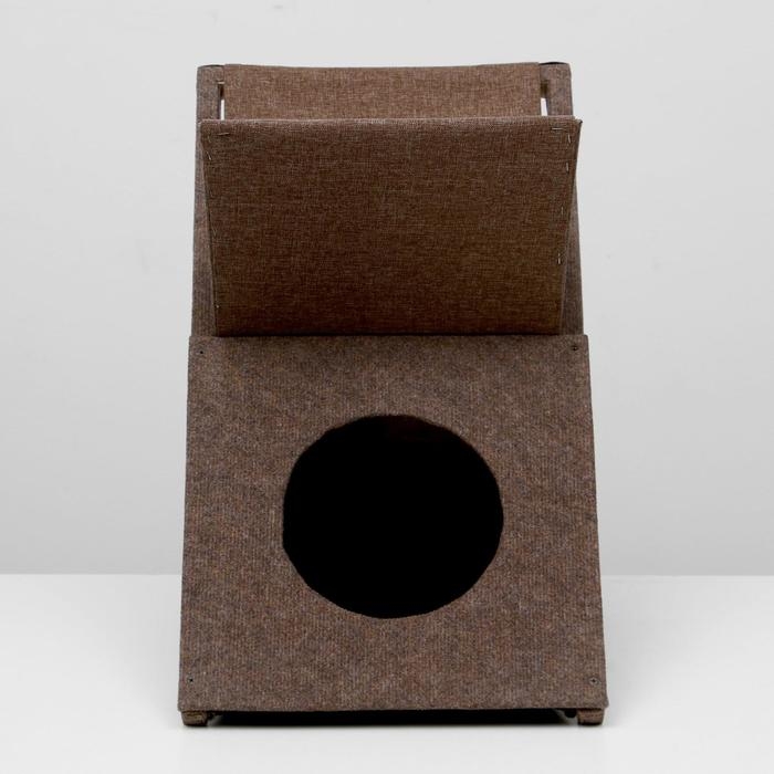 Домик для кошек с когтеточкой Домик для кошек с когтеточкой "Икс", раскладной с гамаком, ковролин, микс цветов