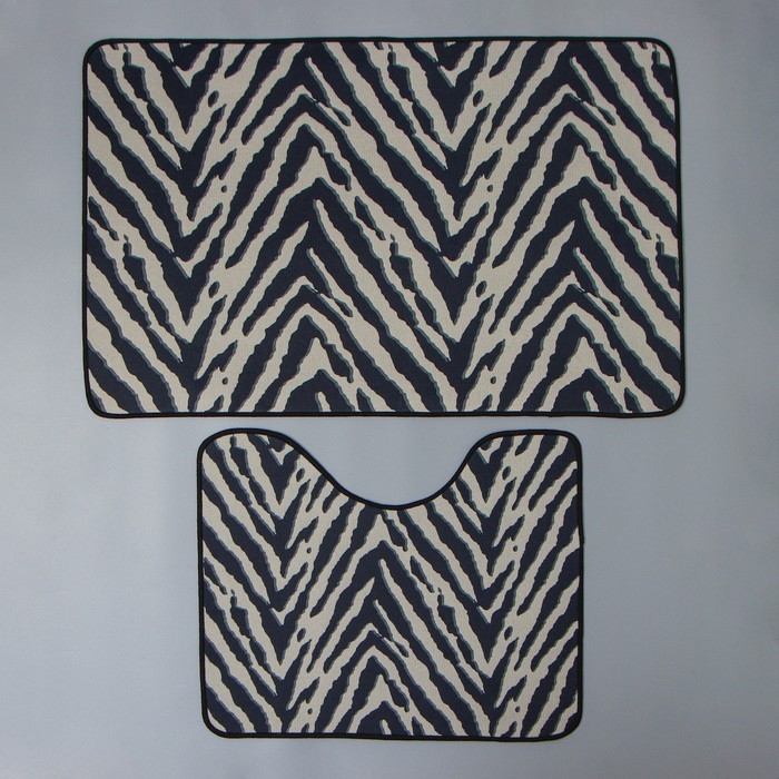 Набор ковриков для ванной и туалета Доляна &laquo;Зебра&raquo;, 2 шт, 50&times;80 см, 50&times;40 см