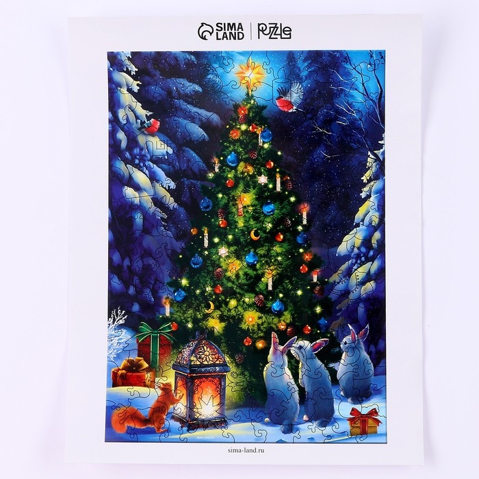 Пазл деревянный фигурный на новый год &laquo;Ночная новогодняя сказка&raquo;, 145 элементов