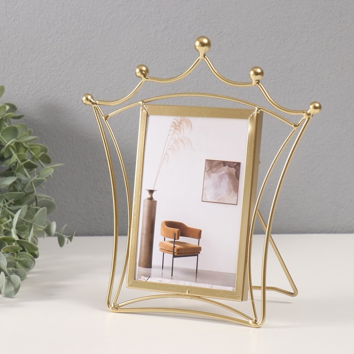 Фоторамка металл на 1 фото 10х15 см Фоторамка металл на 1 фото 10х15 см "Принцесса" золото 21х22,5 см