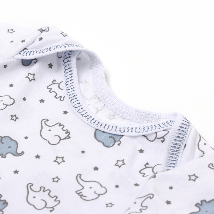 Боди детское с коротким рукавом, цвет белый/слоны, рост 80