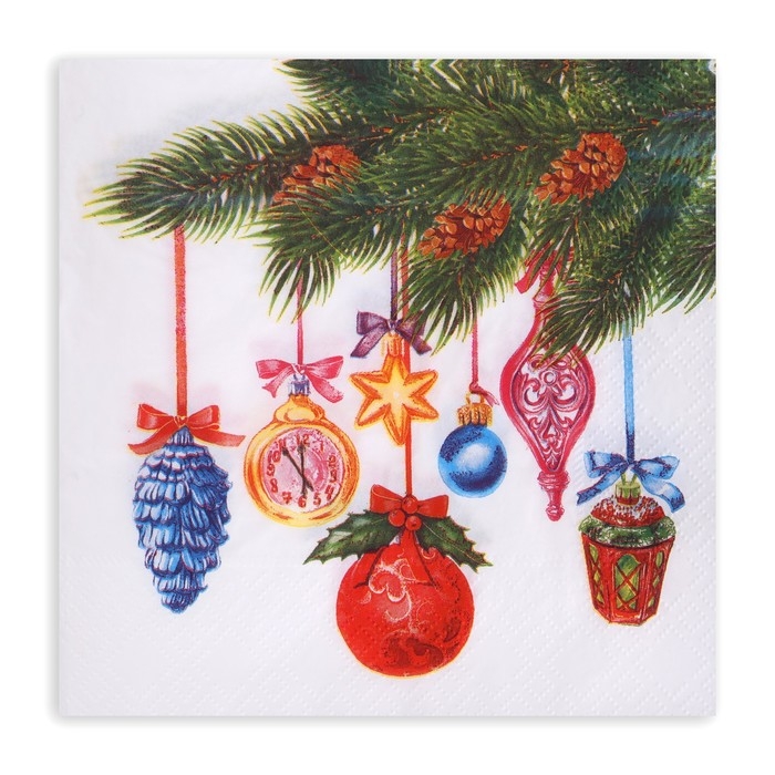 Новогодние салфетки бумажные Лилия &laquo;Пять минут&raquo;, 2 слоя, 33х33 см, 20 шт