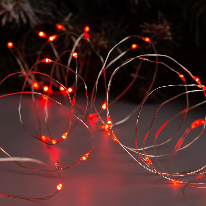 Гирлянда «Нить» 10 м роса, IP20, серебристая нить, 100 LED, свечение красное, 12 В Гирлянда «Нить» 10 м роса, IP20, серебристая нить, 100 LED, свечение красное, 12 В
