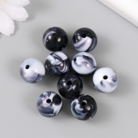 Бусины для творчества пластик "Разводы краски. Чёрные" d=1,6 см набор 20 гр