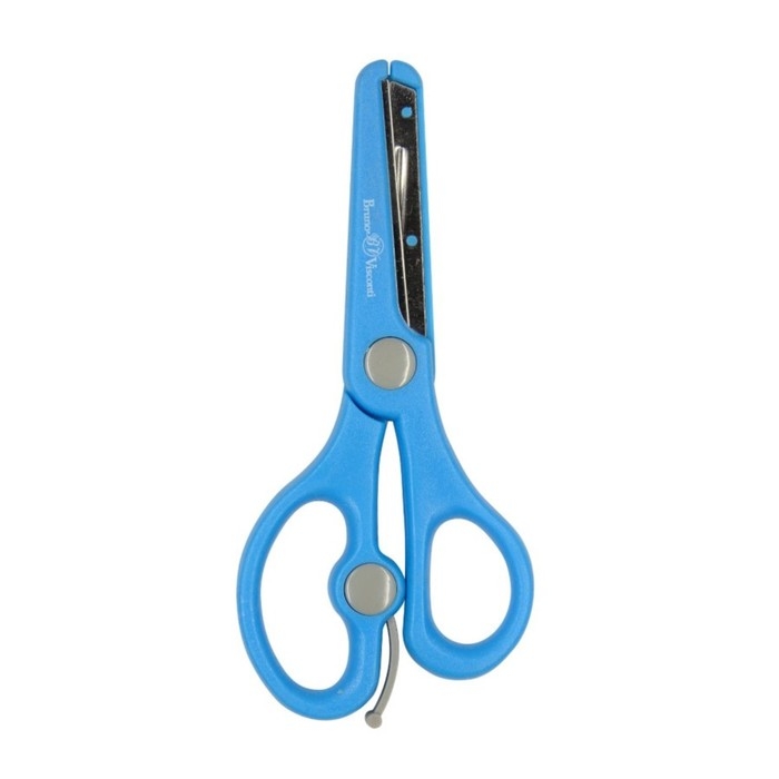 Ножницы детские канцелярские 13,5 см BrunoVisconti ERGOCUT, возвратный механизм, безопасные лезвия, голубые