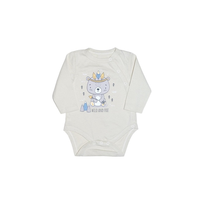 Боди для мальчика с длинным рукавом, цвет бежевый, рост 68 см