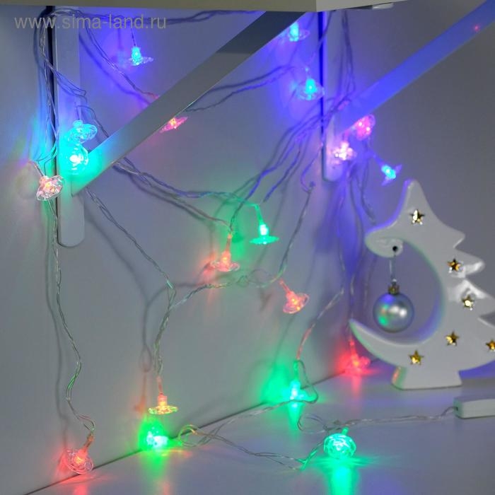 Гирлянда «Нить» 5 м с насадками «Цветочки», IP20, прозрачная нить, 20 LED, свечение мульти (RG/RB), мигание, 220 В Гирлянда «Нить» 5 м с насадками «Цветочки», IP20, прозрачная нить, 20 LED, свечение мульти (RG/RB), мигание, 220 В