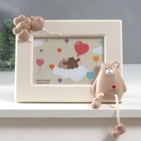 Фоторамка пластик 12х17 см "Мишка с сердечками" бежевая 24х19,5 см Фоторамка пластик 12х17 см "Мишка с сердечками" бежевая 24х19,5 см