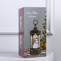 Светодиодная фигура &laquo;Фонарь со снеговиками&raquo; 13 &times; 28.5 &times; 12 см, пластик, батарейки ААх3 (не в комплекте), USB, свечение тёплое белое