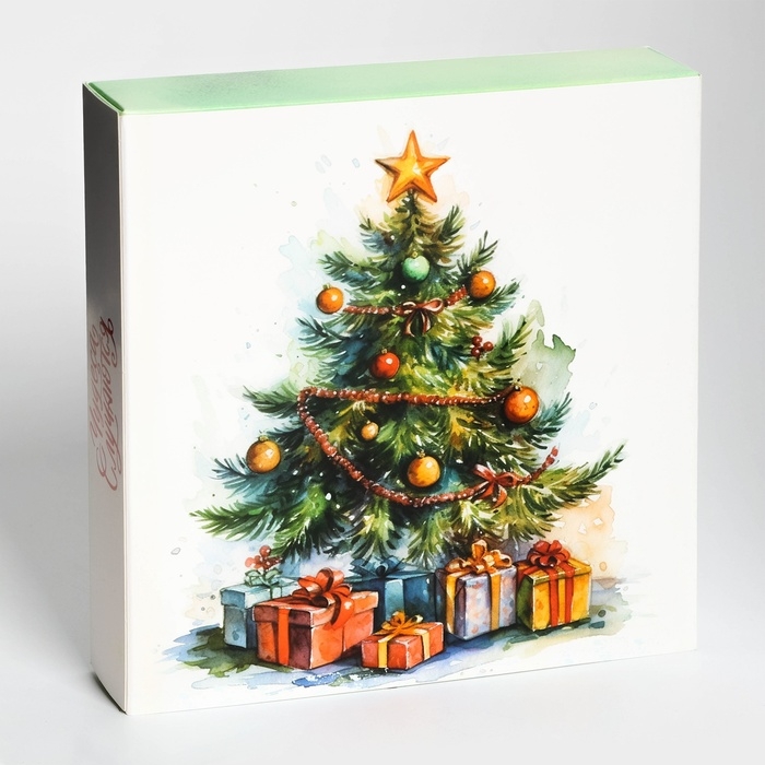 Новый год. Коробка под 8 конфет и шоколад, с окном Новый год. Коробка под 8 конфет и шоколад, с окном "Чудеса случаются", 17,7 х 17,8 х 3,8 см, кондитерская упаковка