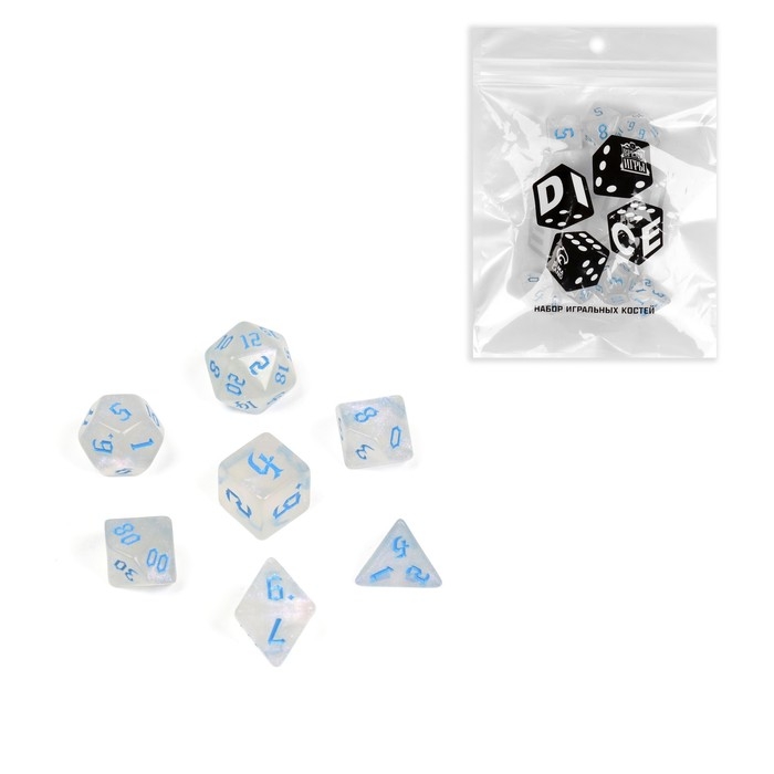 Набор кубиков для D&D (Dungeons and Dragons, ДнД) Набор кубиков для D&D (Dungeons and Dragons, ДнД) "Время игры", серия: D&D, 7 шт, синие