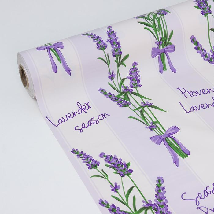 Клеёнка на стол Доляна &laquo;Лаванда&raquo;, на тканевой основе, рулон 20 метров, ширина 137 см, общая толщина 0,22 мм