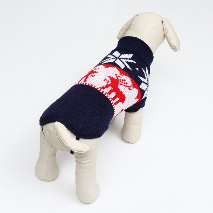 Свитер Свитер "Бегущие олени", 2XL (ДС 41, ОШ 41, ОГ 36-60 см), синий