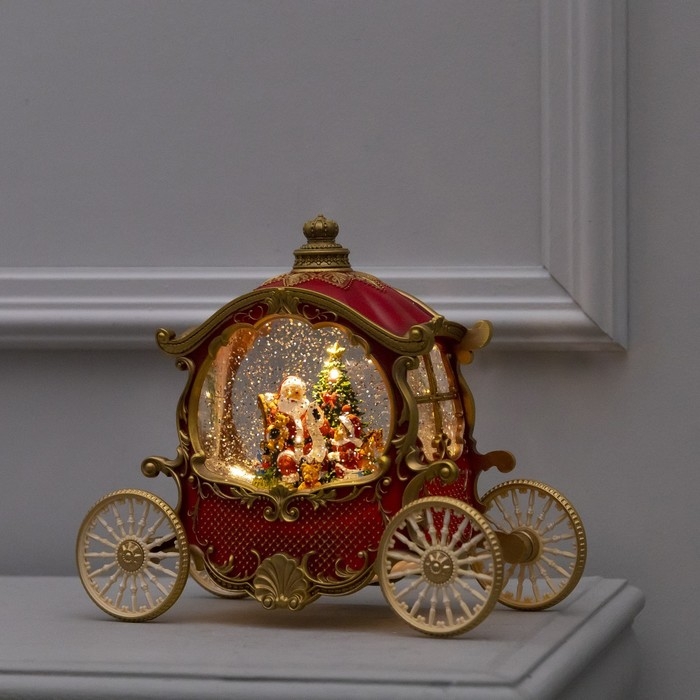 Светодиодная фигура &laquo;Карета с подарками&raquo; 26 &times; 23 &times; 11 см, пластик, батарейки ААх3 (не в комплекте), USB, свечение тёплое белое