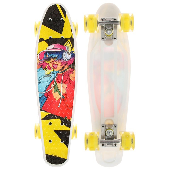 Пенниборд ONLITOP &laquo;Девушка&raquo;, 55х14 см, колёса световые PU 60х45 мм, ABEC 7, алюминиевая рама
