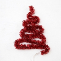 Гирлянда &laquo;Мишура&raquo; 1 м роса, IP20, красная нить, 22 LED, 8 слоёв, d=3 см,батарейки CR2032х2 (в комплекте), свечение белое