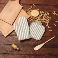 Набор кух.Доляна Полоса цв.зеленый,варежка-прих.25х17см, прихватка 17х17 50% п/э 50% хл