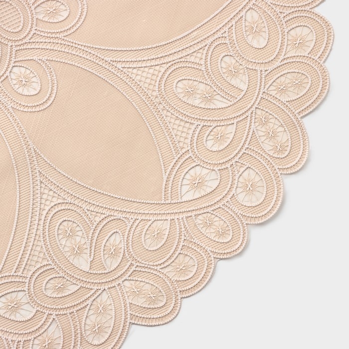 Салфетка ажурная &laquo;Цветок&raquo;, 38&times;38 см, цвет бежевый