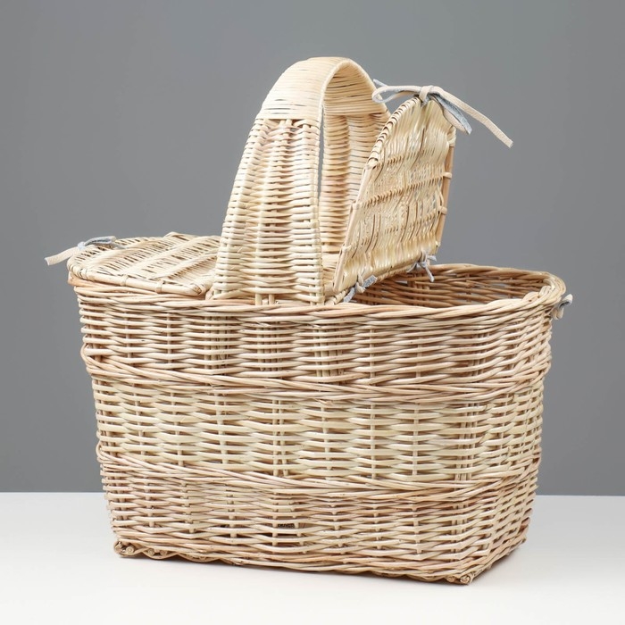Корзина &laquo;Пикник&raquo;, с крышкой, №1, дно:16х31 см, верх:40х28 см, H=25/45 см, ива