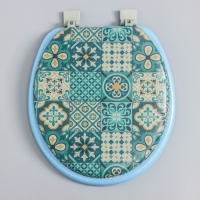 Сиденье для унитаза с крышкой,Росспласт, 43&times;37 см, мягкое, голубое, МИКС