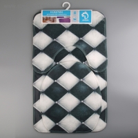 Набор ковриков для ванной и туалета Доляна &laquo;Ромбы&raquo;, 3 шт: 37&times;45, 37&times;45, 45&times;75 см