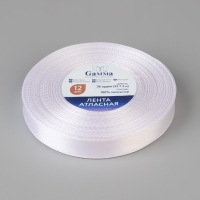 Лента атласная, 12 мм &times; 33 &plusmn; 2 м, цвет белый №001