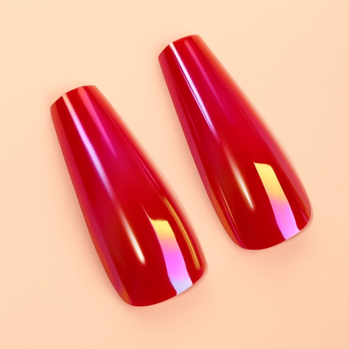 Накладные ногти «Перламутр», 12 шт, с клеевыми пластинами, форма балерина, красные Накладные ногти «Перламутр», 12 шт, с клеевыми пластинами, форма балерина, красные