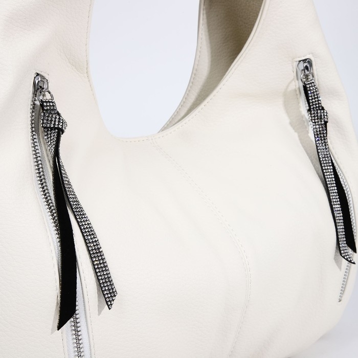 Сумка-мешок на молнии, 3 наружных кармана, цвет белый Сумка-мешок на молнии, 3 наружных кармана, цвет белый