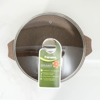 Казан &laquo;Гранит Brown&raquo;, 6 л, стеклянная крышка, литые ручки, антипригарное покрытие, цвет коричневый