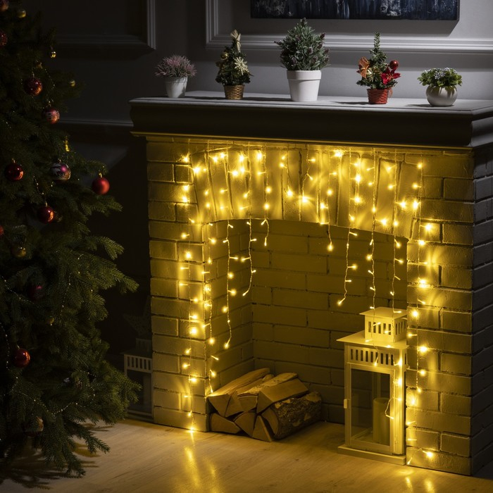 Гирлянда &laquo;Бахрома-арка&raquo; 1 &times; 1 м, IP20, прозрачная нить, 126 LED, свечение тёплое белое, 8 режимов, 220 В