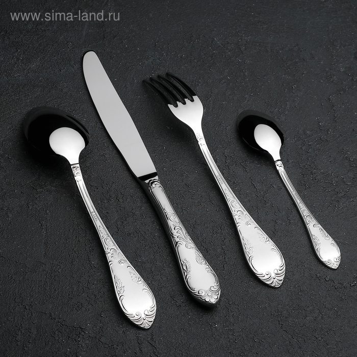 Набор столовых приборов &laquo;Посольский&raquo;, 24 предмета, декоративная коробка, цвет серебряный