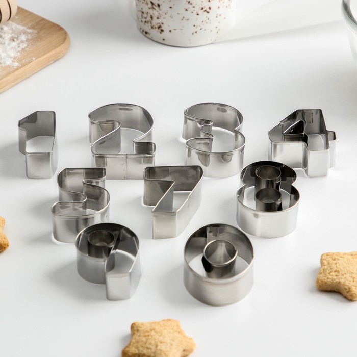 Набор форм для печенья &laquo;Цифры&raquo;, 9 шт, цвет серебристый