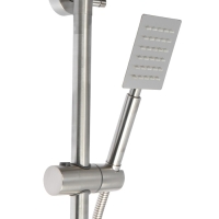 Душевая система ZEIN Z1007, смеситель, тропическая и ручная лейки квадрат, стойка, сатин Душевая система ZEIN Z1007, смеситель, тропическая и ручная лейки квадрат, стойка, сатин