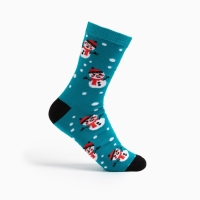 Носки мужские&laquo;Снеговики&raquo; цвет бирюзовый, размер 27