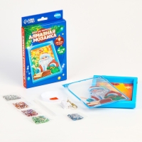 Алмазная мозаика на новый год для детей с частичным заполнением в рамке с гирляндой &laquo;Дед Мороз&raquo;, новогодний набор для творчества