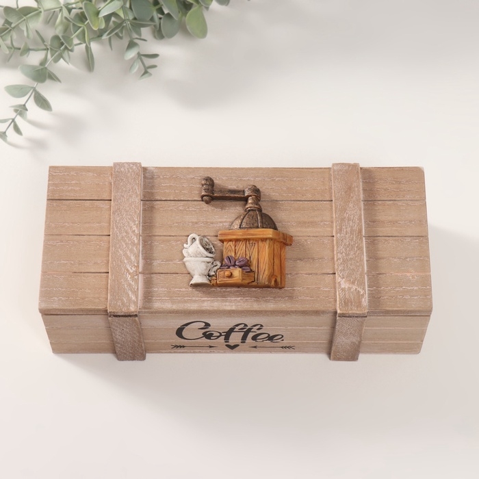 Шкатулка дерево с делениями "Кофемолка" 10,5х24х7,5 см