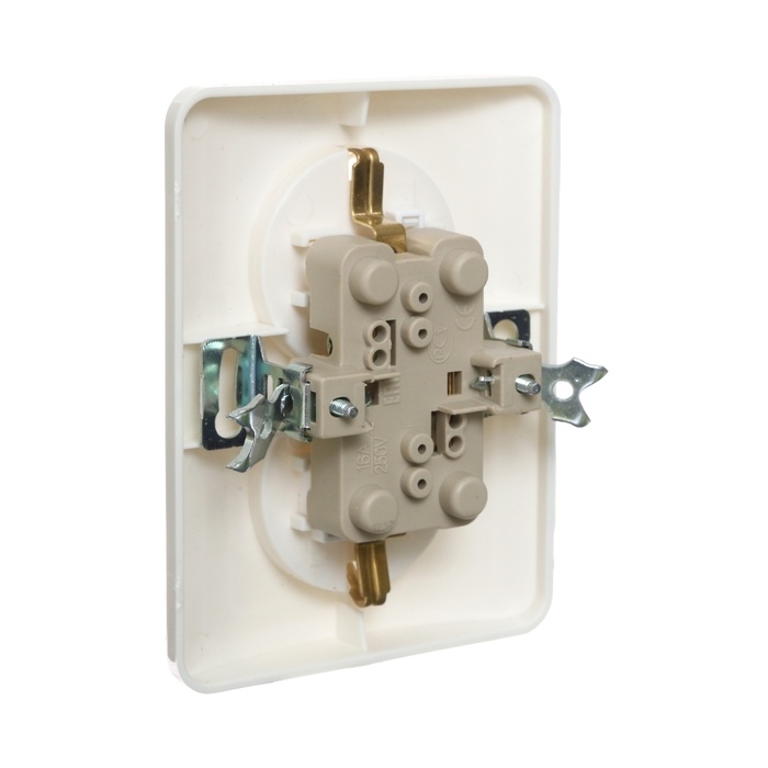 Розетка двухместная со шторкой Luazon Lighting "Орион", 16 А, скрытая, с з/к, белая