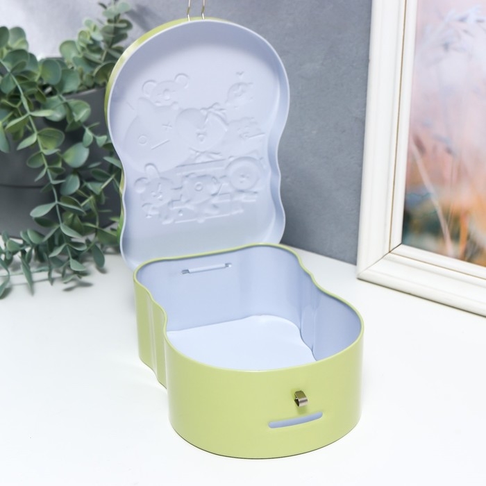 Копилка металл Копилка металл "Костюмированная вечеринка в зоопарке" с замком и ключами 15х6,5х12 см